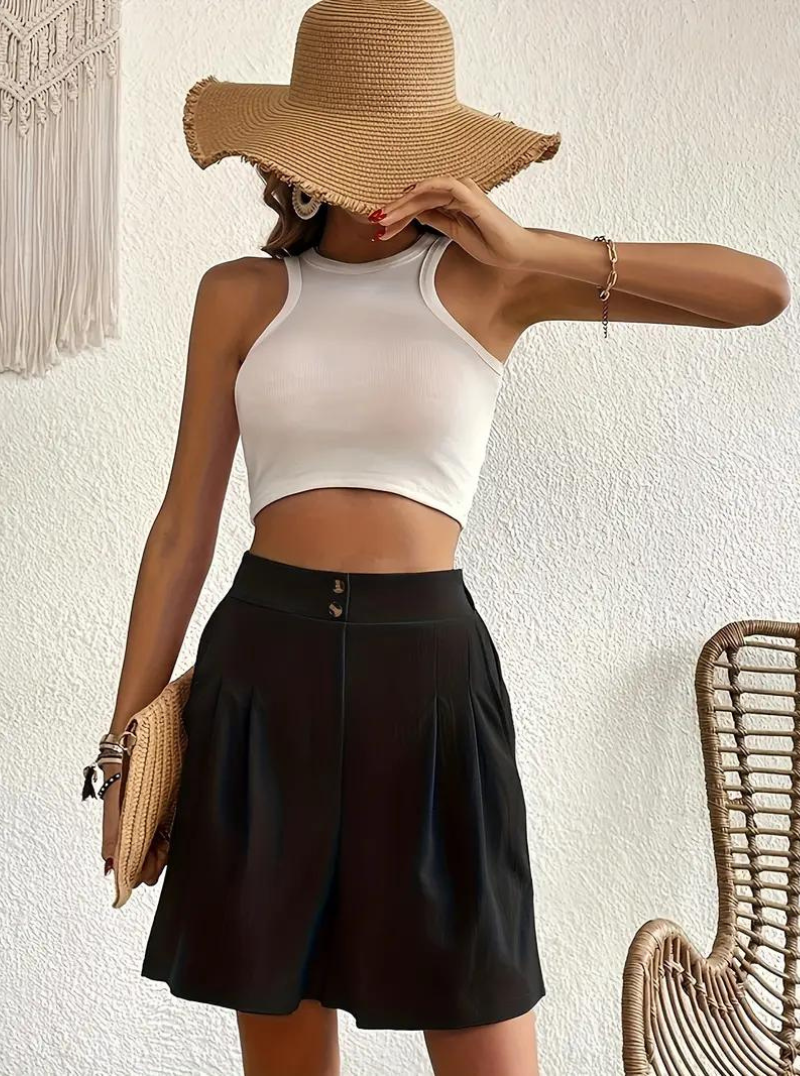 Shorts Femme Taille Haute Plissés - Polyvalent-82558-9c0cd8b3-3636-4aee-a99b-f1c6378e35e3