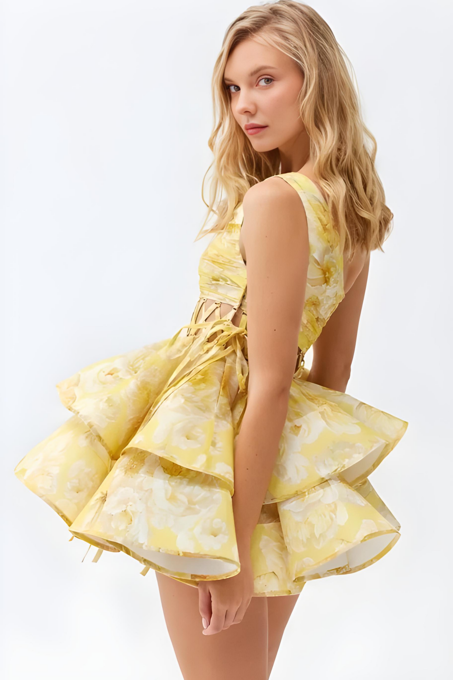 Robe Femme Fleurie Asymétrique Épaule Unique Jupe Volantée-83680-aea732fb-9641-4c41-9e4d-0e0ffe742795