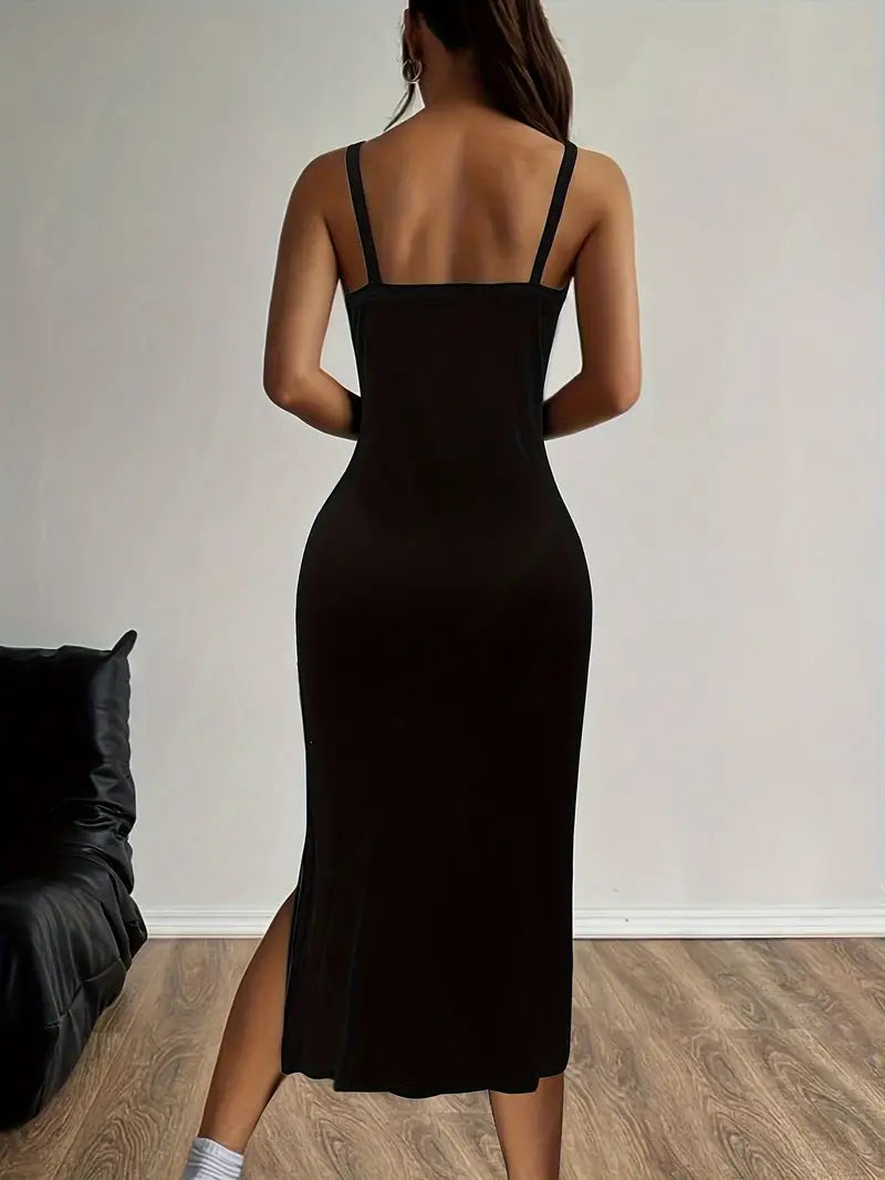 Marais Paris Robe Midi Minimaliste avec Bretelles Ajustables-Short dress-Marais Paris-Marais Paris