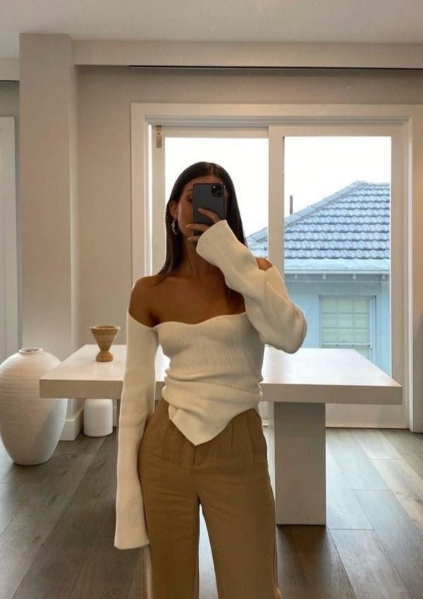 Haut Manches Longues Femme - Coupe Moderne, Encolure Carrée-Marais Paris-Marais Paris