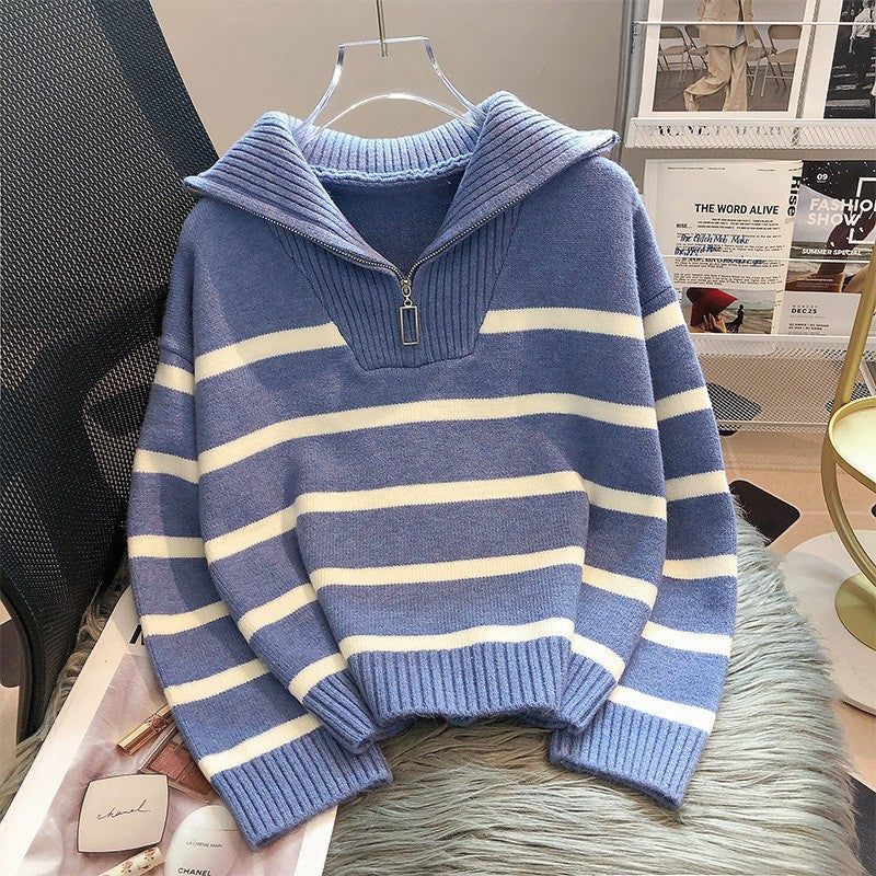 Pull Chic à Col Zippé - Style Casual et Confortable-Sweater-Marais Paris-Bleu-Taille Unique-Marais Paris