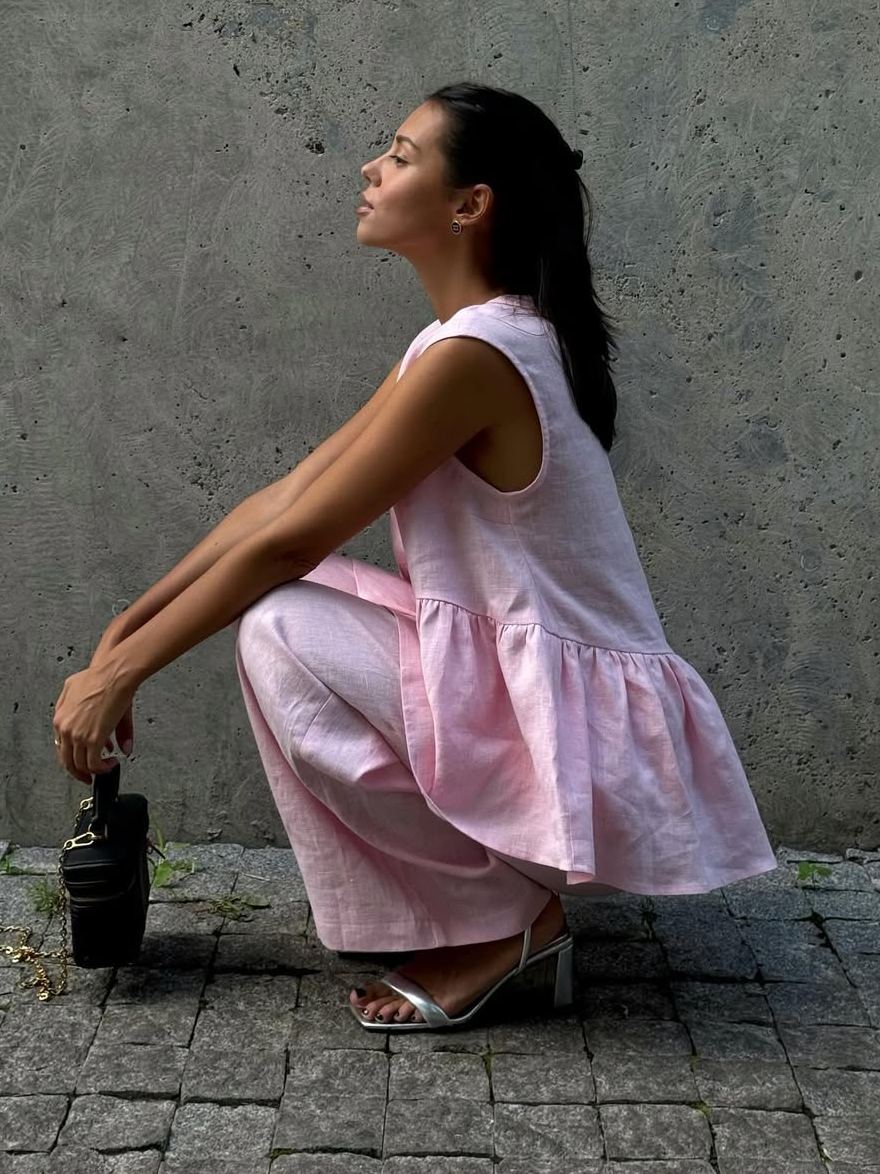 Marais Paris Ensemble Deux Pièces Femme – Lin Léger, Haut Sans Manches Col V & Pantalon Large-83272-c4f1fbdd-4797-42a4-940e-5ef7bbac176c