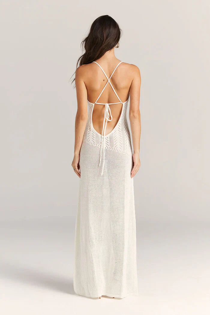 Marais Paris Robe Maxi Femme Maille Ajourée, Bretelles Fines, Découpes Florales-83282-c84a1c7d-5055-47bd-89b4-73d7922995ae