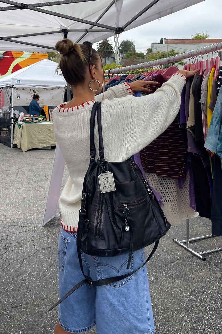 Top Tricot Femme Nœud Rouge, Manches Longues, Col Rond-Sweaters-Marais Paris-Marais Paris