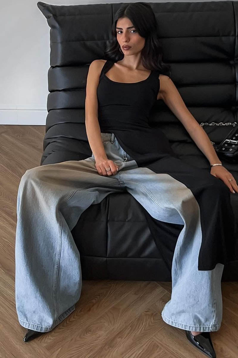 Top/Robe Asymétrique - Coupe Moderne, Fente Haute, Silhouette Ajustée-Tops-Marais Paris-Marais Paris