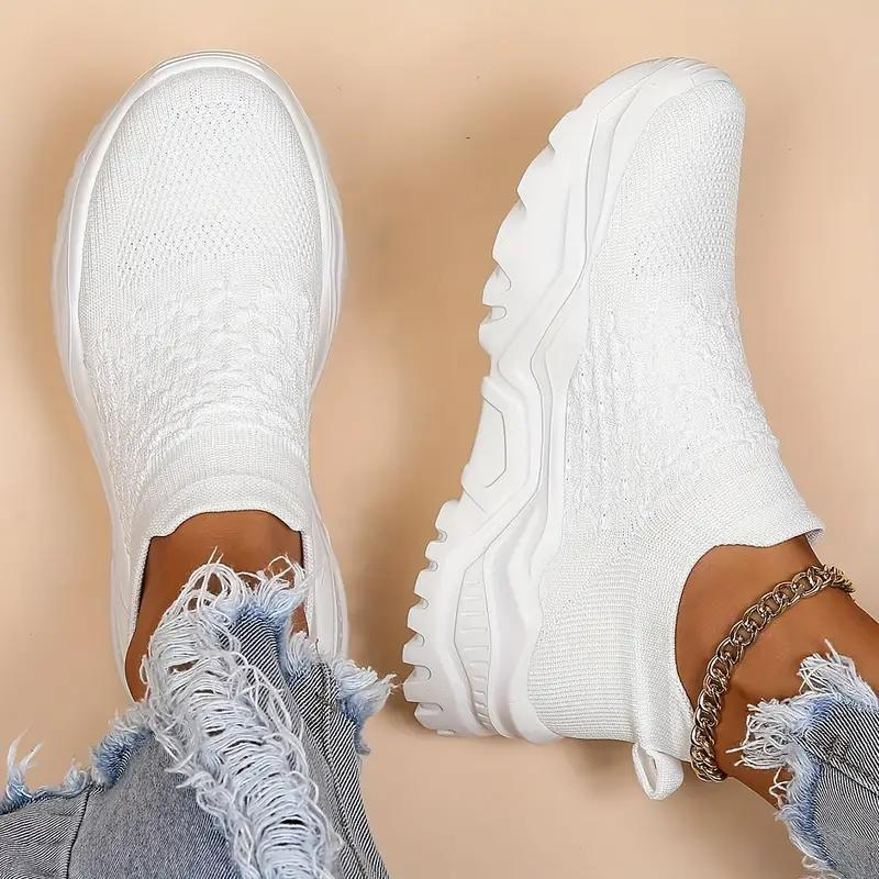 Slip-on Sneakers - Knit Upper, Chunky Sole - Athleisure Footwear-Shoes-Marais Paris-Marais Paris