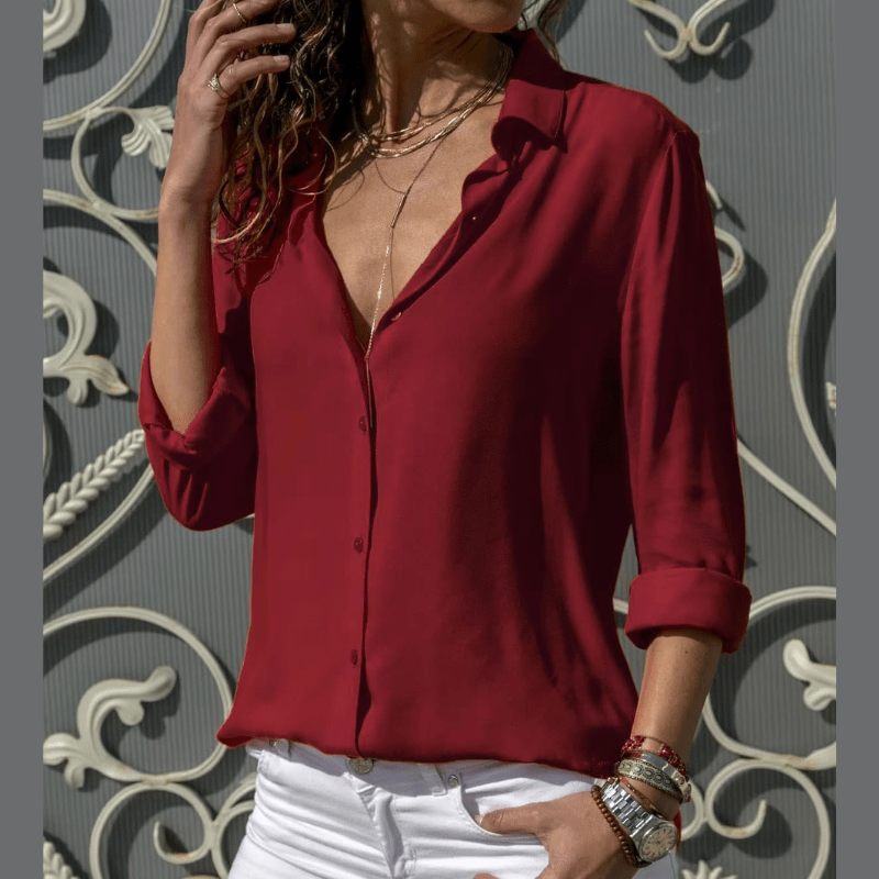 Marais Paris Blouse Chic et Décontractée pour Sorties-Women Blouse-Marais Paris-Rouge-S-Marais Paris