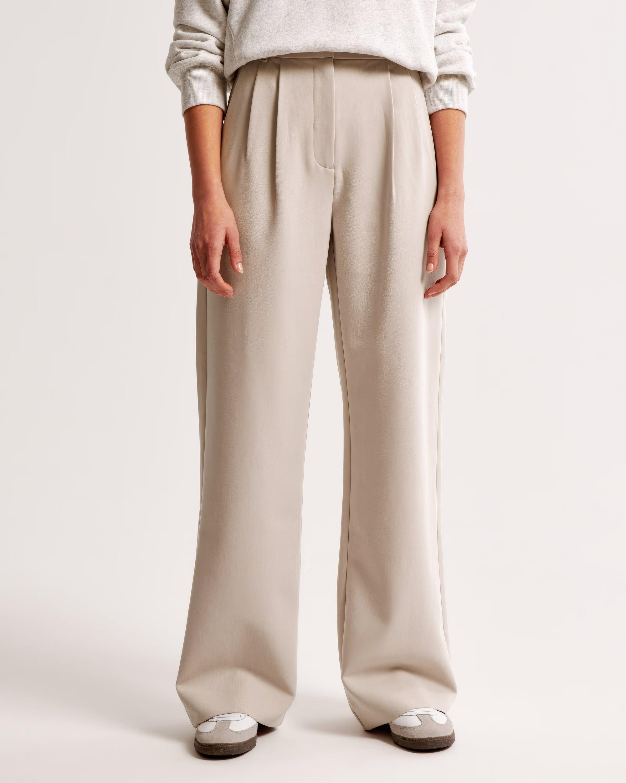 Pantalon Jambe Large Taille Haute Coupe Moderne-Pants-Marais Paris-Marais Paris