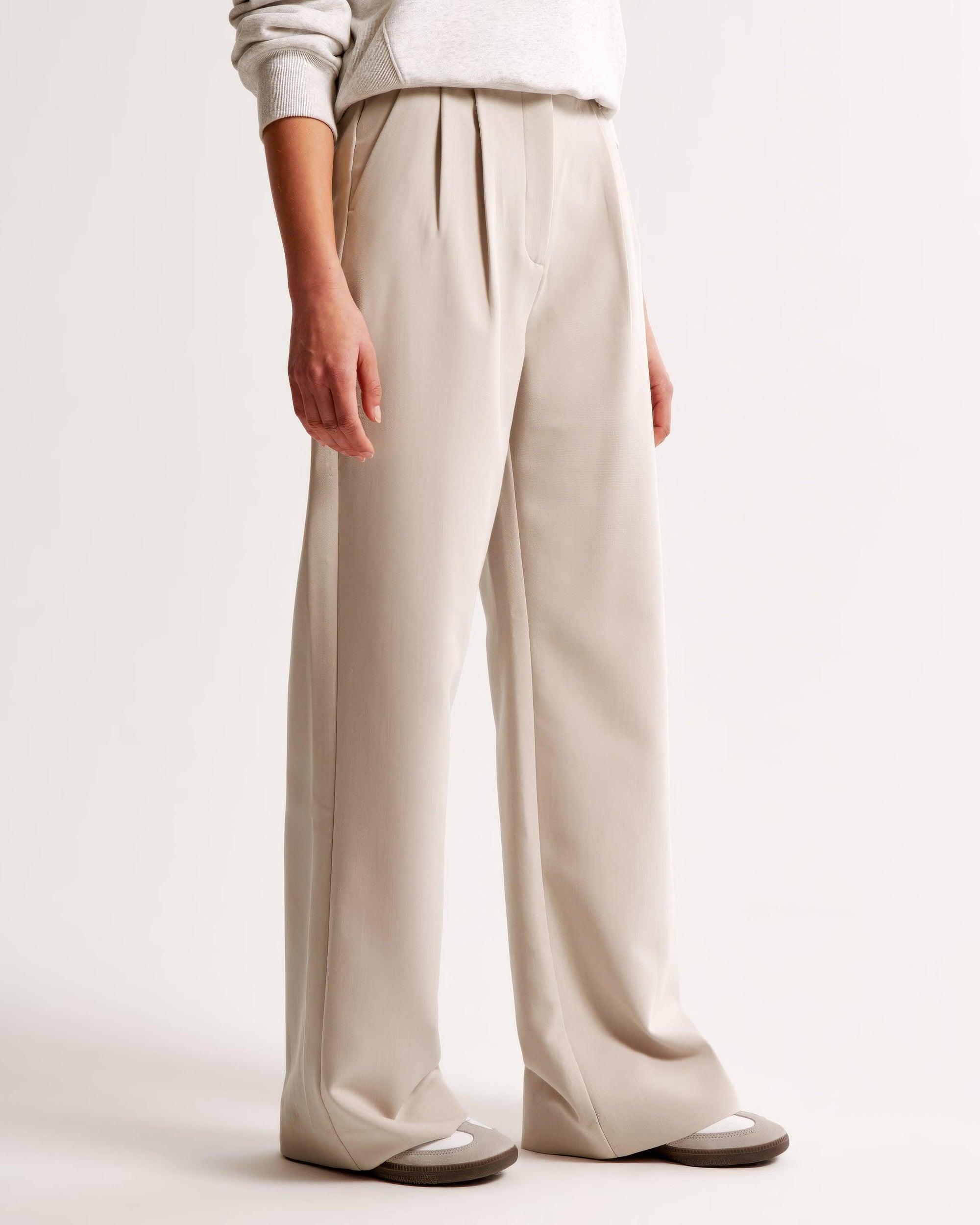 Pantalon Jambe Large Taille Haute Coupe Moderne-Pants-Marais Paris-Marais Paris
