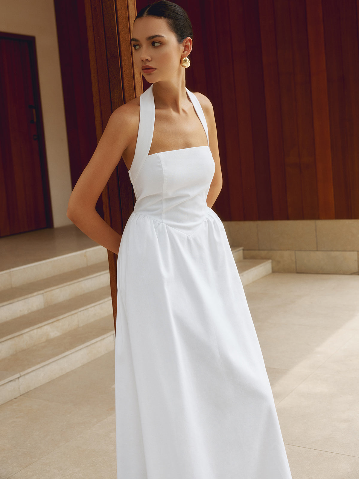 Robe Halter Femme - Coupe A-Line, Longueur Maxi/Midi-Old Money Style-Marais Paris-Marais Paris
