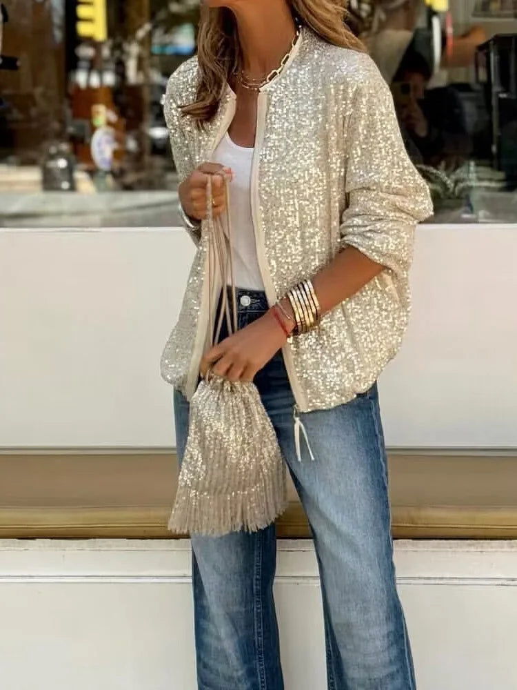 Marais Paris Veste Bomber Chic et Glamour avec Sequins-Sweater-Marais Paris-Marais Paris