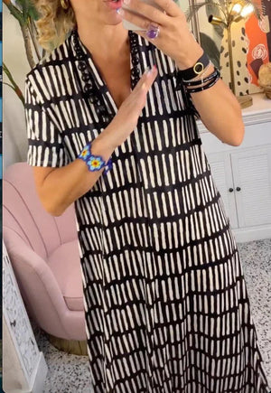 Marais Paris Robe Chic Casual à Rayures pour Événements-Long dress-Marais Paris-Marais Paris