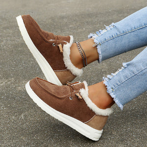 Chaussures Femme Velours Côtelé, Fausse Fourrure, Lacets, Semelle Caoutchouc-82593-0727507a-0f92-44b4-bbf9-3c6a99c38258