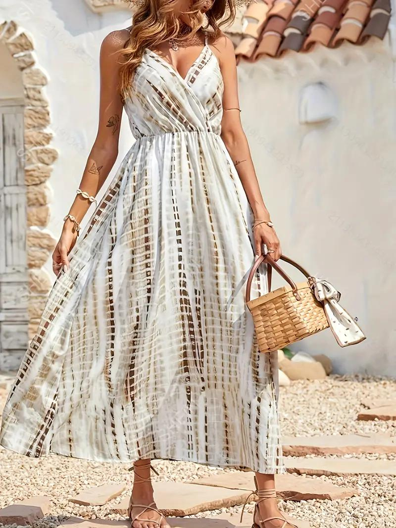 Robe Maxi Bohème Chic - Encolure V, Fente Haute, Sans Manches-Dresses-Marais Paris-Marais Paris