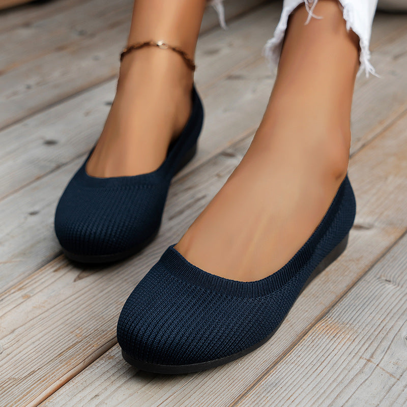 Ballerines Femme Tricotées - Confort & Élégance - Chaussures Plates-Shoes-Marais Paris-Bleu-36-Marais Paris