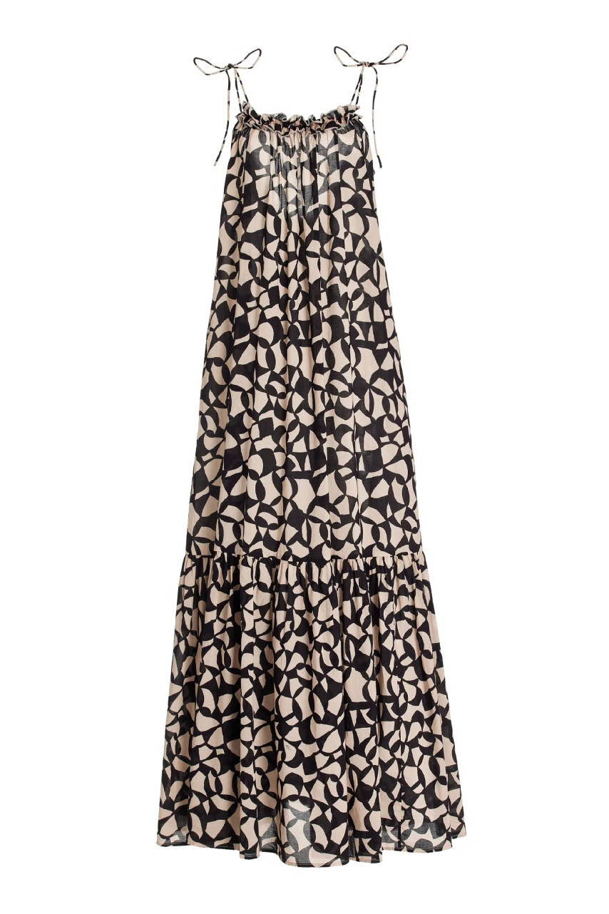 Robe Maxi Bohème Chic Géométrique - Halter, Jupe à Volants-Midi Dresses-Marais Paris-Marais Paris