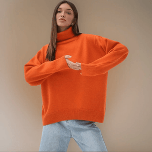 Marais Paris Pull Turtleneck Oversized Chic pour Femmes et Hommes-Women Sweaters-Marais Paris-Orange-S-Marais Paris