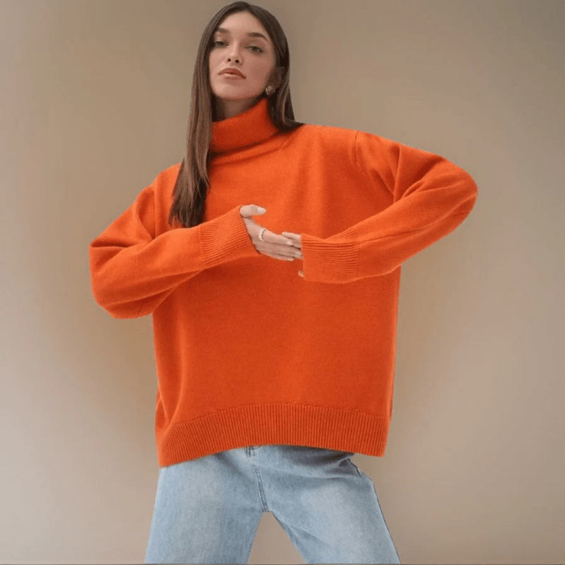 Marais Paris Pull Turtleneck Oversized Chic pour Femmes et Hommes-Women Sweaters-Marais Paris-Orange-S-Marais Paris