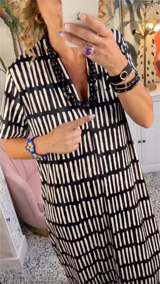 Marais Paris Robe Chic Casual à Rayures pour Événements-Long dress-Marais Paris-Marais Paris