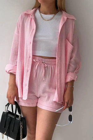 Ensemble Coordonné Détente - Chemise, Débardeur & Short Confortable-Shorts Sets-Marais Paris-Marais Paris