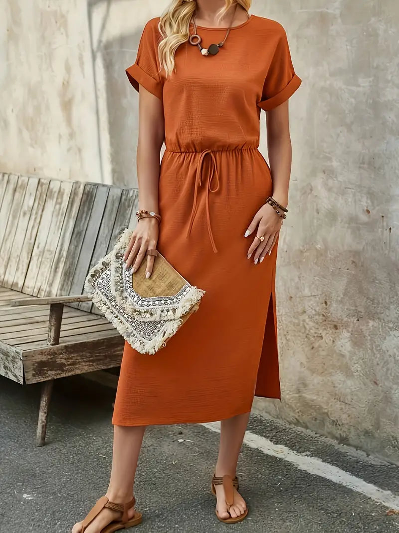 Marais Paris Robe Midi Chic et Confortable avec Taille Ajustable-Short dress-Marais Paris-Marais Paris