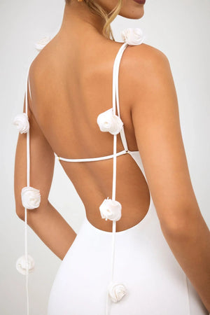 Marais Paris Robe Longue Femme – Sans Manches, Dos Nu, Bretelles à Détails Floraux, Élégante-83277-1069abf8-6bc4-48d6-8b13-9059e82b209c