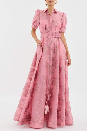Robe Longue Élégante avec Ceinture et Manches Bouffantes-Dresses-Marais Paris-Marais Paris