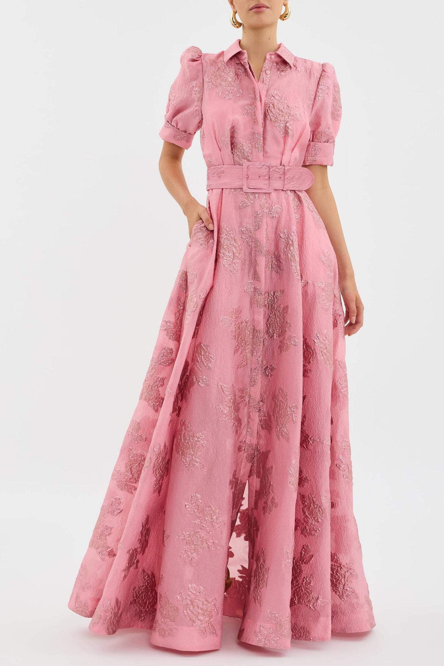 Robe Longue Élégante avec Ceinture et Manches Bouffantes-Dresses-Marais Paris-Marais Paris