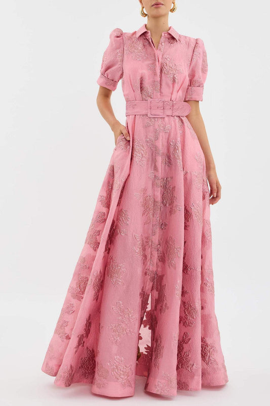 Robe Longue Élégante avec Ceinture et Manches Bouffantes-Dresses-Marais Paris-Marais Paris