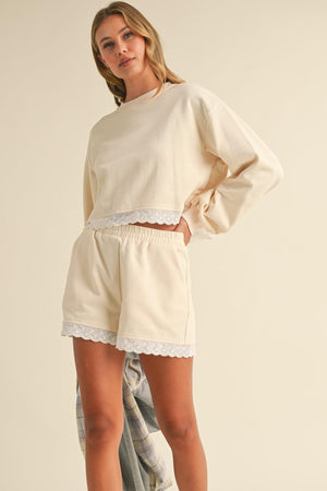 Ensemble Sleepwear Femme - Sweat Court & Short Dentelle - Confortable-Sets-Marais Paris-Marais Paris