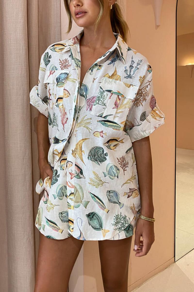 Ensemble Chemise et Short Imprimé Poisson - Style Vacances-Sets-Marais Paris-Marais Paris