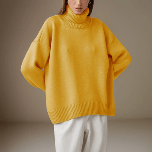 Marais Paris Pull Turtleneck Oversized Chic pour Femmes et Hommes-Women Sweaters-Marais Paris-Yellow-S-Marais Paris