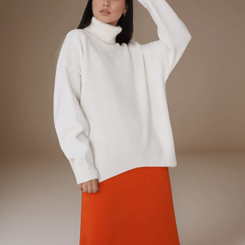 Marais Paris Pull Turtleneck Oversized Chic pour Femmes et Hommes-Women Sweaters-Marais Paris-White-S-Marais Paris