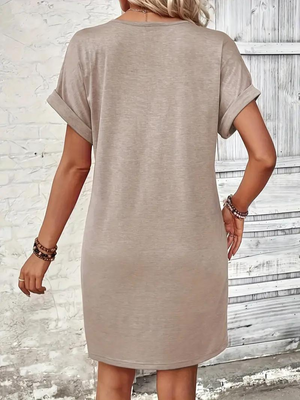 Robe Décontractée Coupe Trapèze Manches Courtes Encolure en V-Marais Paris-Marais Paris