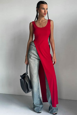 Top/Robe Asymétrique - Coupe Moderne, Fente Haute, Silhouette Ajustée-Tops-Marais Paris-Marais Paris