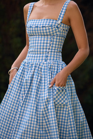 Robe Femme Vichy – Décolleté Carré, Détails Boutonnés, Style Classique-83592-278bf64e-4581-4afb-b158-7d26e6397d04