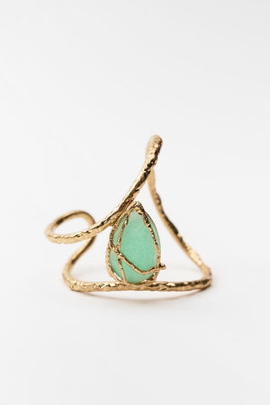 Bracelet Manchette Texturé Pierre Ovale - Bijou Artisanal Femme-Bracelets-Marais Paris-Marais Paris