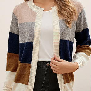 Femme Cardigan Ouvert Rayé Color Block Manches Longues Tricot Doux-74430-2ad57d49-cef2-4307-bb7a-647797a0d093