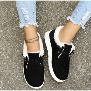 Chaussures Femme Velours Côtelé, Fausse Fourrure, Lacets, Semelle Caoutchouc-82593-2efda9dd-933f-4f6a-b1f8-52239684ab36