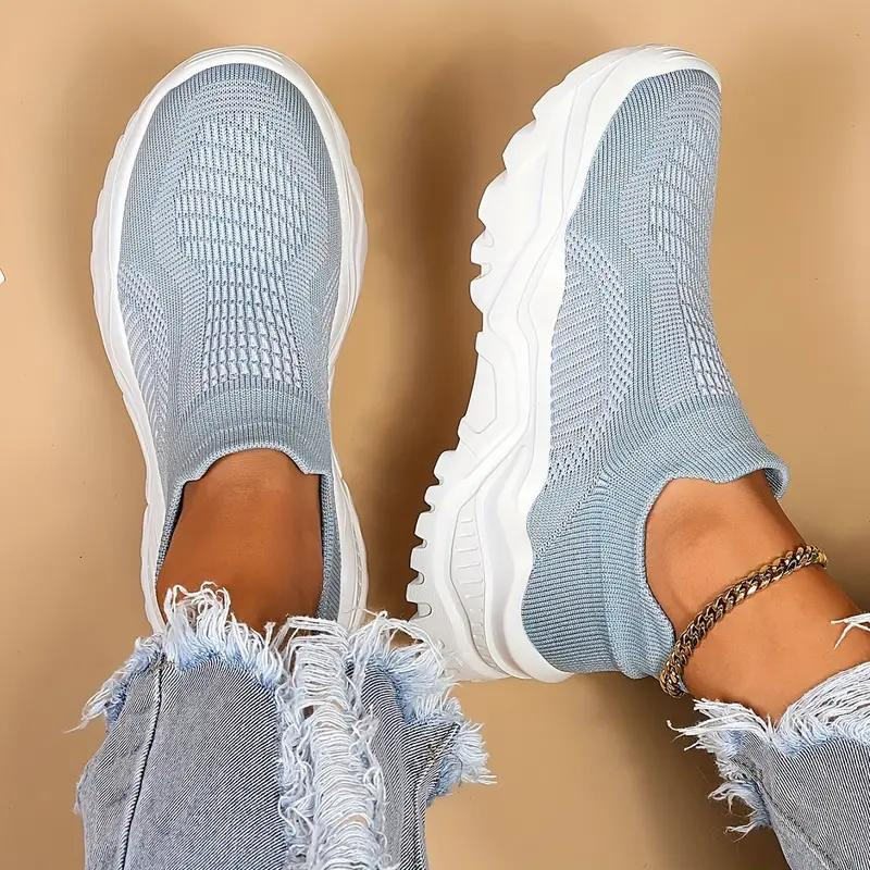 Slip-on Sneakers - Knit Upper, Chunky Sole - Athleisure Footwear-Shoes-Marais Paris-Marais Paris