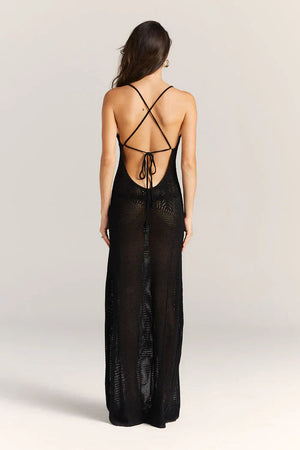 Marais Paris Robe Maxi Femme Maille Ajourée, Bretelles Fines, Découpes Florales-83282-33934ffd-793c-4c34-a109-774abf7bb620