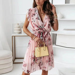 Marais Paris Robe Fleurie Élégante et Chic pour Été-Wide dress-Marais Paris-Rose-XS-Marais Paris