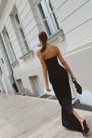 Robe de Soirée Strapless avec Nœud et Découpe Clé-Maxi Dresses-Marais Paris-Marais Paris