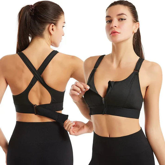 Marais Paris Soutien-gorge de sport moderne avec fermeture éclair-Bra’s-Marais Paris-Noir-XS-Marais Paris