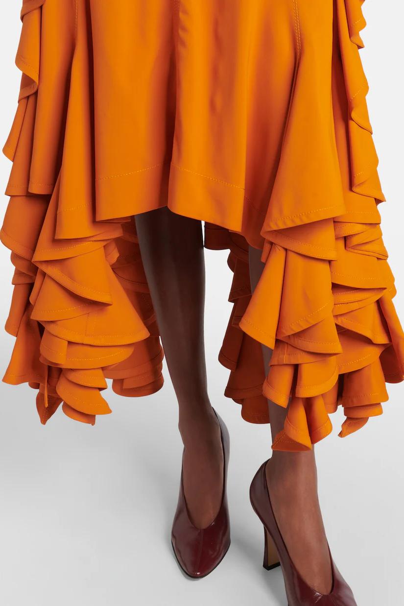 Robe Volants Asymétrique - Coupe Ajustée, Ourlet High-Low-Midi Dresses-Marais Paris-Marais Paris