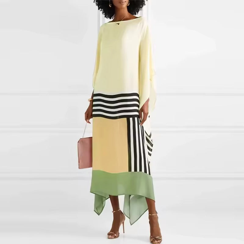 Robe Fluide Color-Block Asymétrique Manches Amples-Dresses-Marais Paris-Jaune-S-Marais Paris