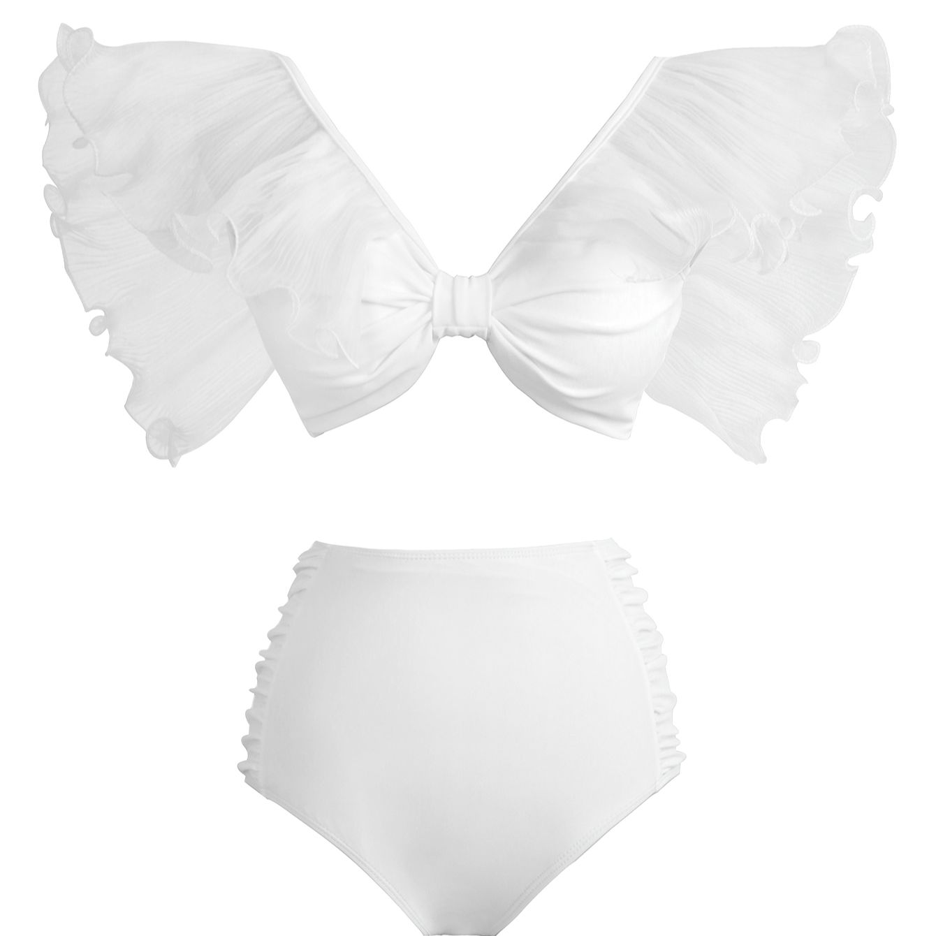 Maillot de bain chic et moderne pour femmes, taille haute, volants-Swimwear-Marais Paris-Marais Paris