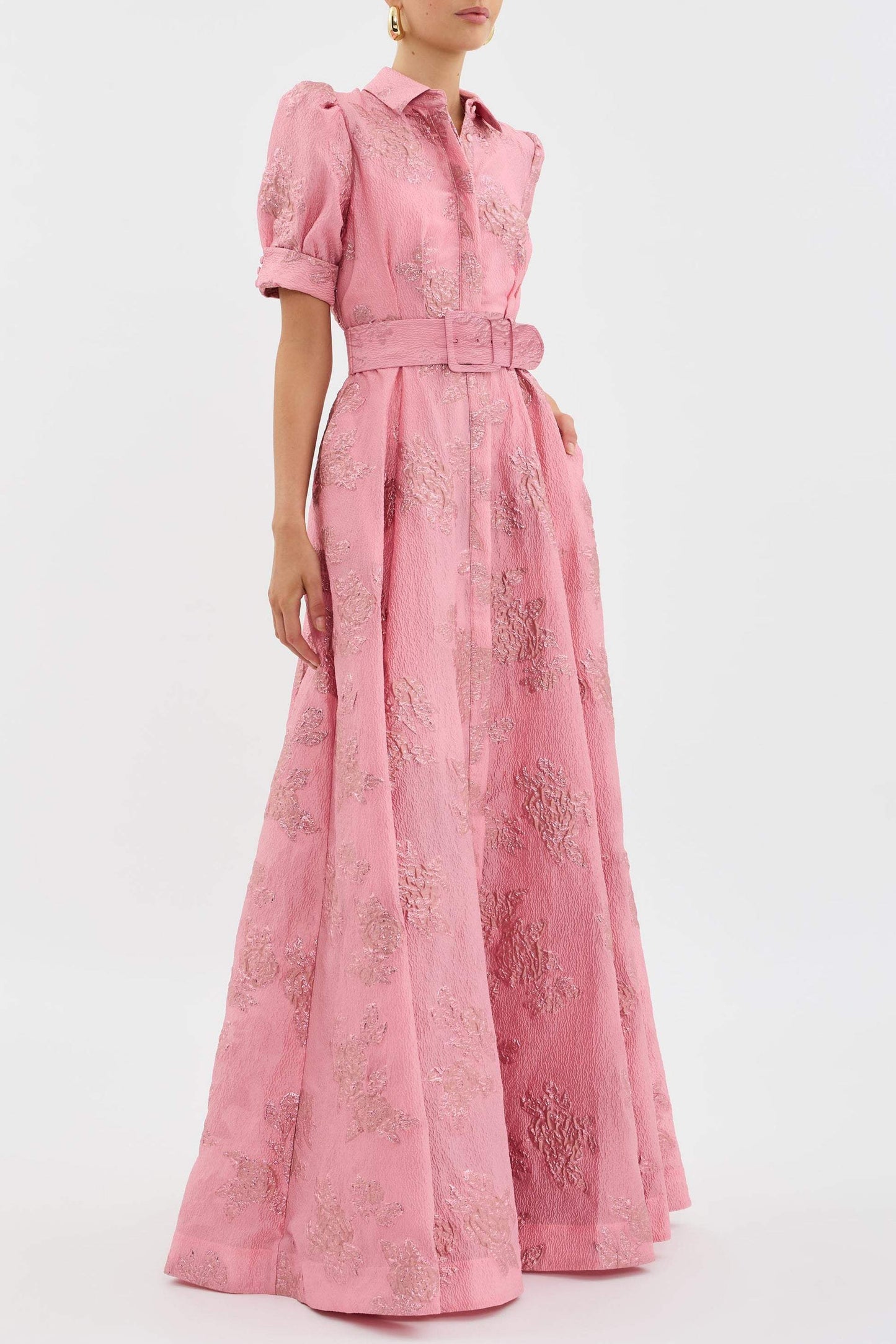 Robe Longue Élégante avec Ceinture et Manches Bouffantes-Dresses-Marais Paris-Marais Paris