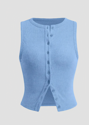 Robe Femme Côtelée Boutonnée Sans Manches, Style Polyvalent-83523-418d9acf-ab2e-4711-abaa-d9630b154cac