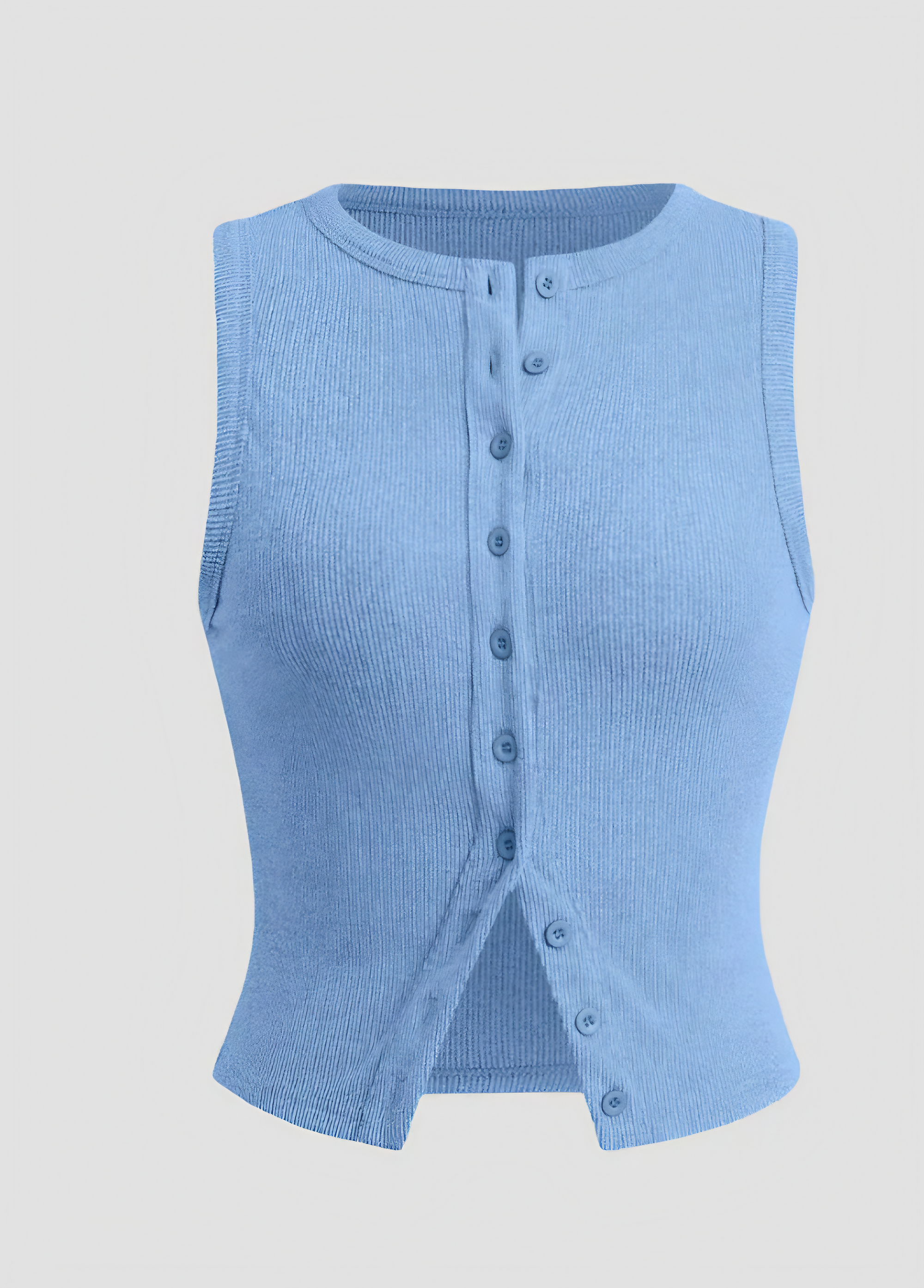 Robe Femme Côtelée Boutonnée Sans Manches, Style Polyvalent-83523-418d9acf-ab2e-4711-abaa-d9630b154cac
